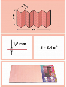 Подложка-гармошка под ламинат для отапливаемых полов 1,8 мм, Розовая 