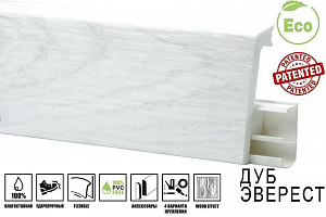 Плинтус HDPS напольный WINART PRO  80 мм 2,0 м Quadro  Дуб Эверест