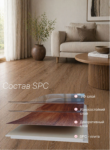 Виниловый SPC Ламинат ХАУС ГМ88025 Дуб Палермо Классика